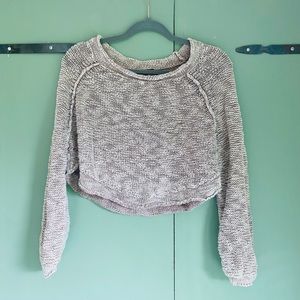 Free People Movement Cotton Cropped Dance Sweater Taupe XS